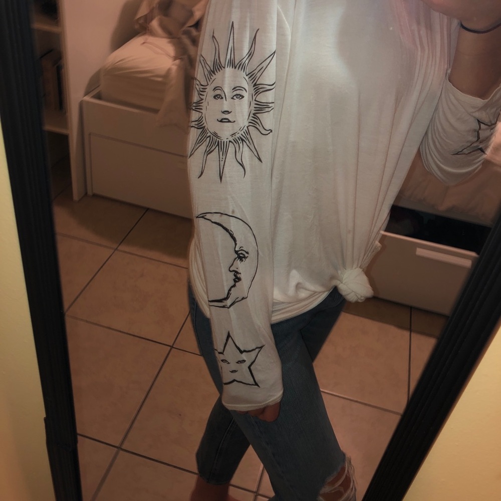 Star Sun and Moon Boohoo Long Sleeve Soft Top.